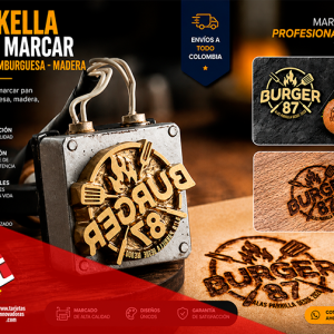 🥇 Cliset Vackella con cauting marcar Madera Cuero 6x6 cms