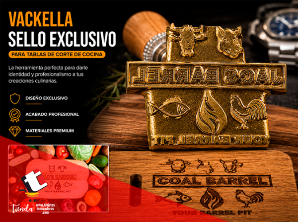 🥇 Sello, Vackella marcar Tablas de Cocina: 16x12x1.5 cms.