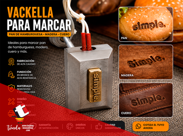 🥇 Cliset Vackella con cauting marcar Cuero Madera 2.8x0.8
