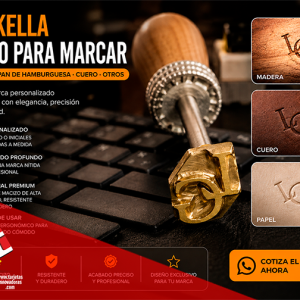 🥇 Cliset Vackella Sello para marcar Madera tamaño 2x2 cms