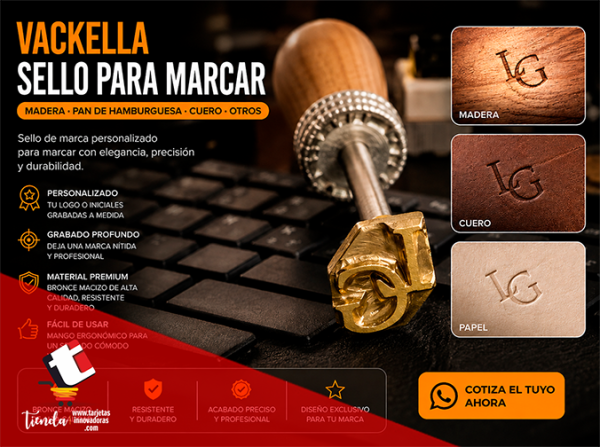 🥇 Cliset Vackella Sello para marcar Madera tamaño 2x2 cms