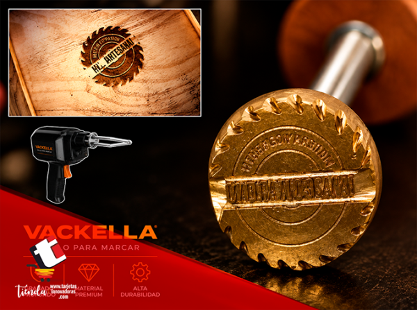 🥇 Cliset Sello Vackella marcar Cuero, Madera 3.5x3.5 cms.
