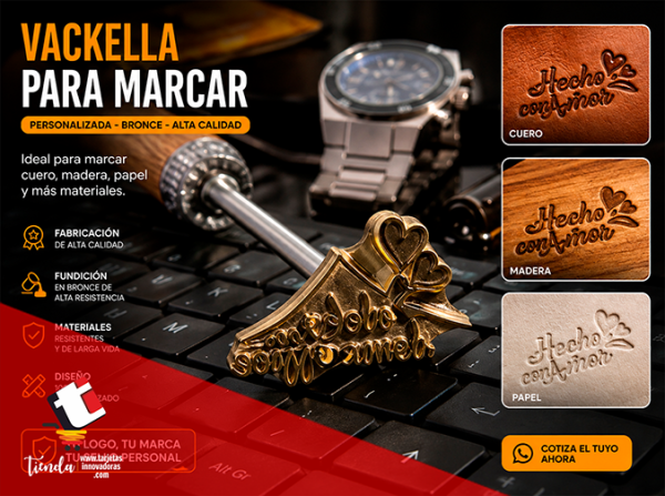 🥇 Cliset Vackella Sello marcar Madera | Tamaño 3.9x6 cms.