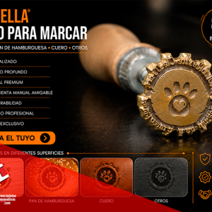 🥇 Cliset Vackella Sello para marcar Madera Cuero 4x4 cms.