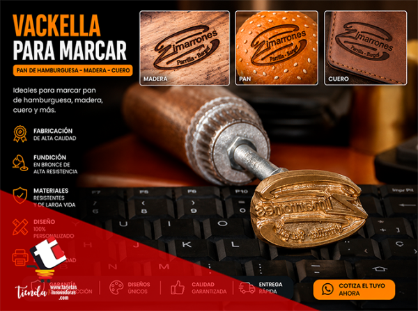 🥇 Cliset Vackella Sello para marcar Madera Tamaño: 4x3 cms.