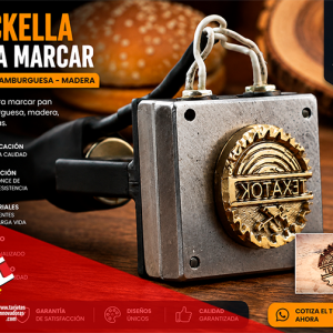 🥇 Cliset Vackella con cauting marcar Madera Cuero 4x4 cms