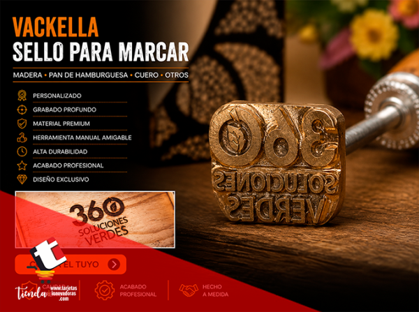 🥇 Cliset Vackella Sello marcar Madera al calor 5x4.1 cms.