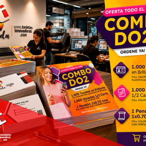 🥇 COMBO PUBLICITARIO DOS. | Tarjetas + Volantes + Pendón.
