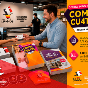 🥇 COMBO PUBLICITARIO CUATRO | 3Mil Volantes+Mil Tarjetas.
