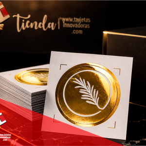 🥇 Sticker Adhesivo redondo Estampado al calor Oro / Plata