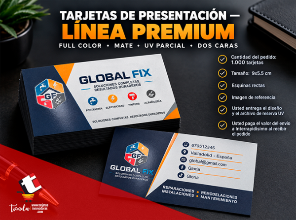Oferta Tarjetas de Presentación Full Color Mate con UV Parcial Dos Caras