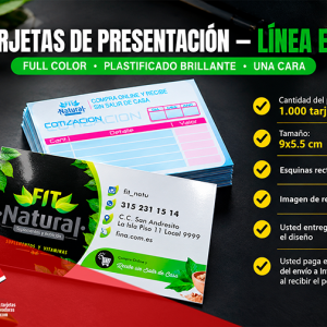Oferta Tarjetas de Presentación Línea Eco Full Color Plastificadas Brillante