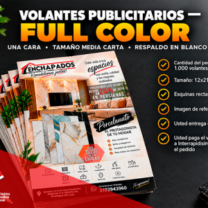 Oferta Volantes Publicitarios Full Color Una Cara Tamaño Media Carta
